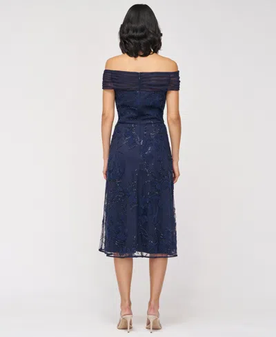 Js Collections Women's Gemma Beaded Off-the-shoulder A-line Dress In Blue