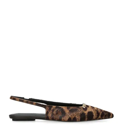 Tod's Embellished Leopard-print Calf Hair Slingback Flats In Animal Print