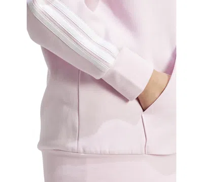 Adidas Originals Women's 3-stripe Fleece Full Zip Hoodie In Pink