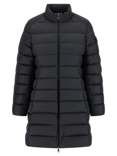 Moncler Puffer Jacket Long High Collar In Black