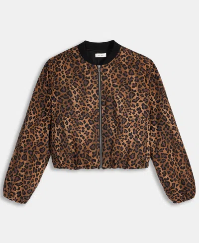 On 34th Womens Leopard Print Bubble Hem Bomber Jacket Xxs 3x Macys Exclusive In Animal Print