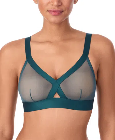 Dkny Women's Sheers Unlined Mesh Bralette Bra Dk4084 In Blue