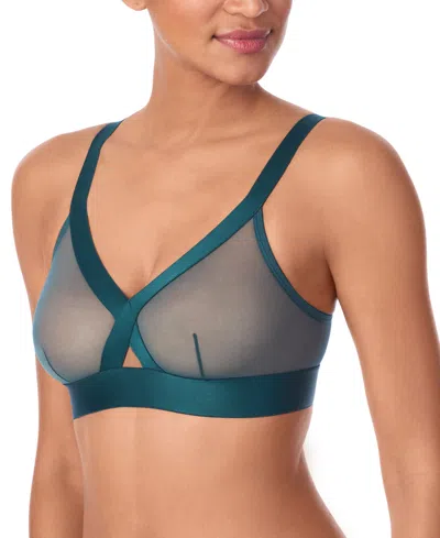 Dkny Women's Sheers Unlined Mesh Bralette Bra Dk4084 In Blue