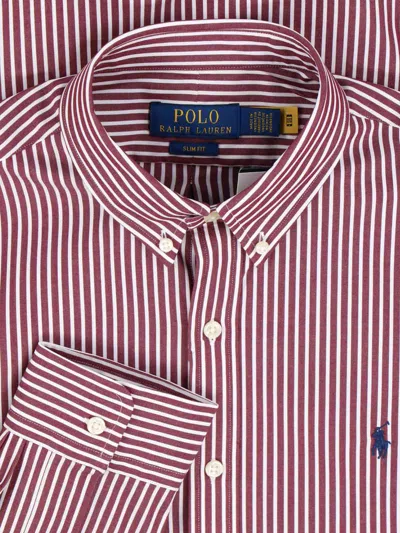 Polo Ralph Lauren Striped Long Sleeve Sport Shirt In Red