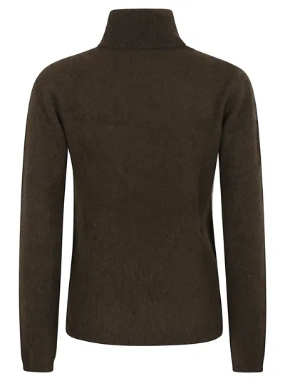 P.a.r.o.s.h Parosh High Ribbed Turtleneck Sweater In Plush Raccoon Fur In Brown