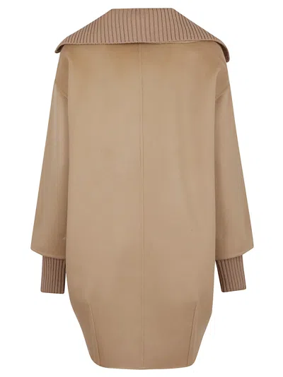 P.a.r.o.s.h Parosh Nude Wool Cape With Double-breasted Front In Neutral