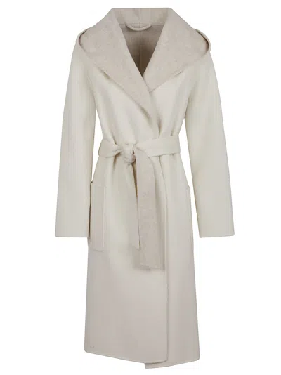 P.a.r.o.s.h Parosh Reversible Knee-length Wool Coat With Hood And Matching Belt In Green