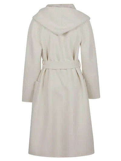 P.a.r.o.s.h Parosh Reversible Knee-length Wool Coat With Hood And Matching Belt In Green