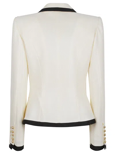 Balmain One Button Fitted Natte Jacket Clothing In White