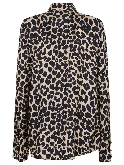 Balmain Leopard Print Jabot Collar Shirt In Animal Print