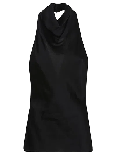 Balmain Halterneck Sleeveless Backless Draped Neckline Fitted Silhouette In Black