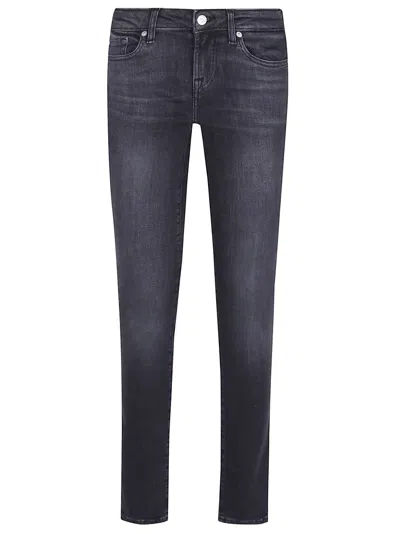 7 For All Mankind Stretch Cotton Denim Low Skinny Jeans With Classic Five-pocket Design In Blue
