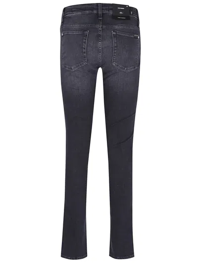 7 For All Mankind Stretch Cotton Denim Low Skinny Jeans With Classic Five-pocket Design In Blue