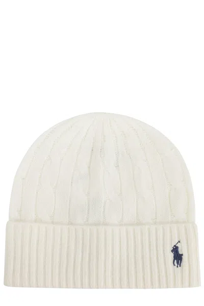 Polo Ralph Lauren Womens Cream Cable Knitted Wool And Cashmere Beanie In Neutral