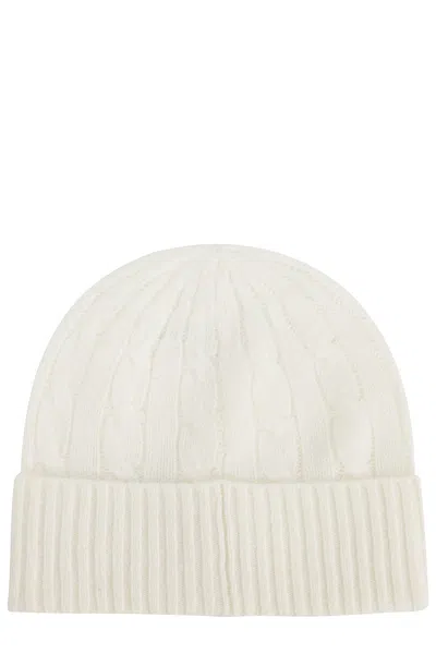 Polo Ralph Lauren Womens Cream Cable Knitted Wool And Cashmere Beanie In Neutral