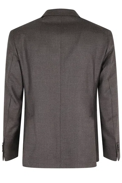 Tagliatore Textured Wool Monopetto Jacket With Lapel Neckline In Brown