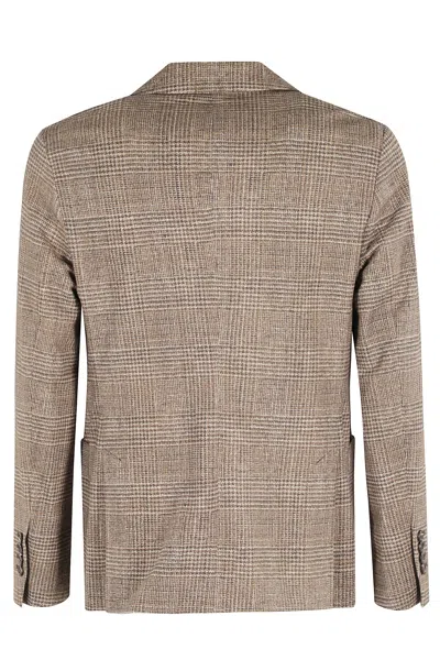 Circolo 1901 Check Patterned Blazer In Bark With Tailored Fit In Brown