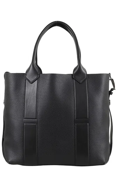 Hogan Handbag With Textured Finish And Double Handle In Black