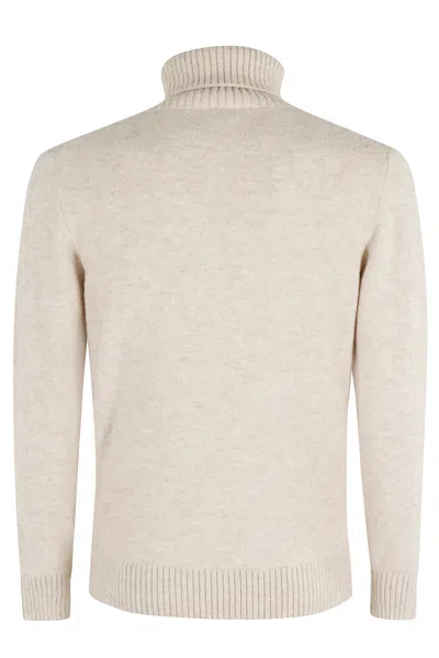 Kangra Cashmere Turtleneck Ribbed-hem Sweater In Neutral