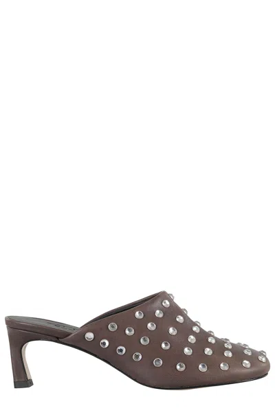 Tela Mies Mule With All-over Rhinestones And Pointed Toe In Brown