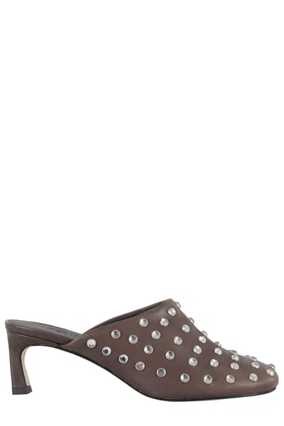 Tela Mies Mule With All-over Rhinestones And Pointed Toe In Brown