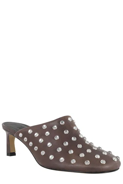 Tela Mies Mule With All-over Rhinestones And Pointed Toe In Brown