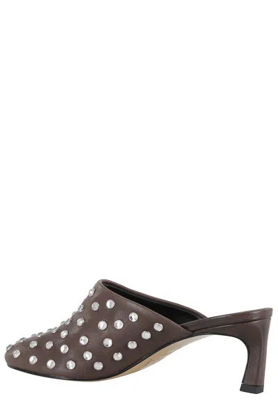 Tela Mies Mule With All-over Rhinestones And Pointed Toe In Brown
