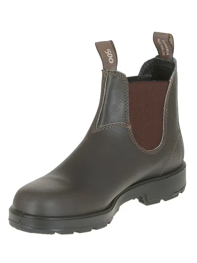 Blundstone Brown Leather Beatle Ankle Boots In Black