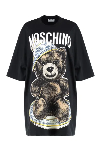 Moschino Teddy Bear Crewneck T-shirt In Black