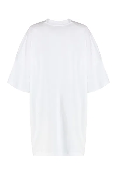 Moschino Classic Cotton Dress With Silhouette In White