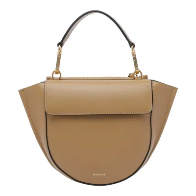 Wandler Structured Vitello Leather Shoulder Bag With Winged Sides In Sand