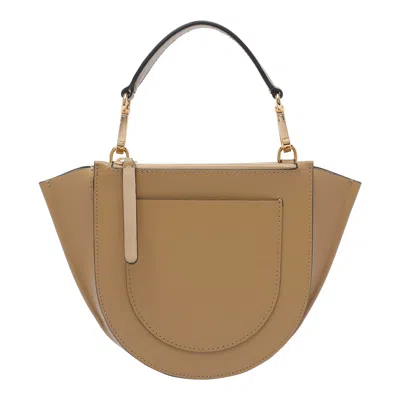 Wandler Structured Vitello Leather Shoulder Bag With Winged Sides In Sand