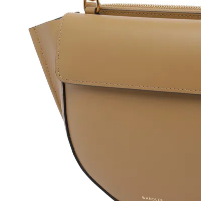Wandler Structured Vitello Leather Shoulder Bag With Winged Sides In Sand