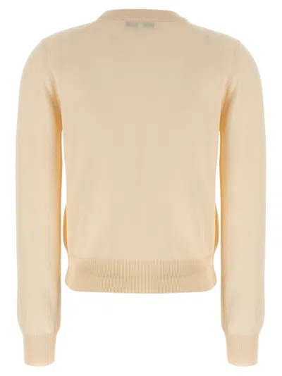 Maison Kitsuné Beige Sweater With Baby Fox Logo Patch On The Front In Wool Woman In Neutral