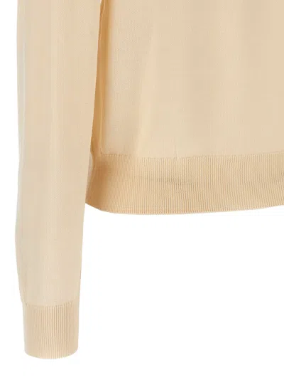 Maison Kitsuné Beige Sweater With Baby Fox Logo Patch On The Front In Wool Woman In Neutral