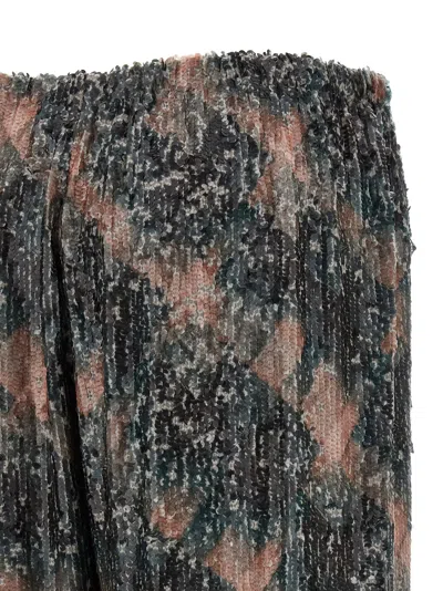 Dries Van Noten Waistband Pants Wide Leg Textured Fabric In Green