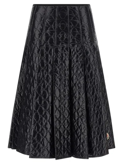 Moncler Black Padded Midi Skirt In Black