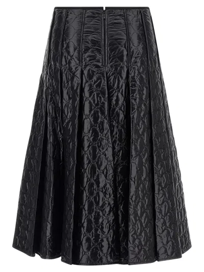 Moncler Black Padded Midi Skirt In Black
