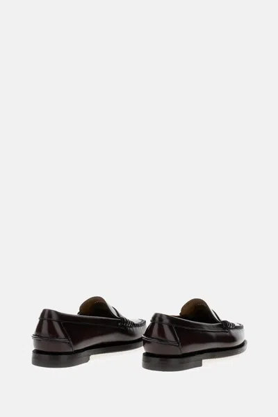 Sebago Rounded Toe Slip-on Moccasins With Smooth Leather Finish In Brown