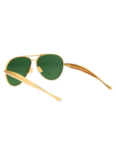 Bottega Veneta Gold Gold Green Metal Sunglasses In Gold