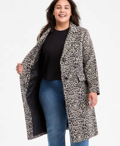 Bcbgmaxazria Plus Size Single-breasted Coat In Gray