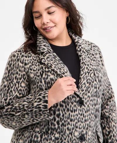 Bcbgmaxazria Plus Size Single-breasted Coat In Gray