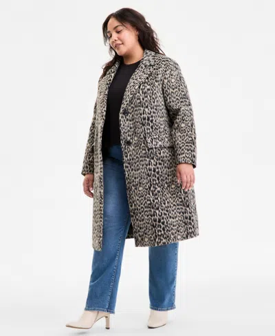 Bcbgmaxazria Plus Size Single-breasted Coat In Gray
