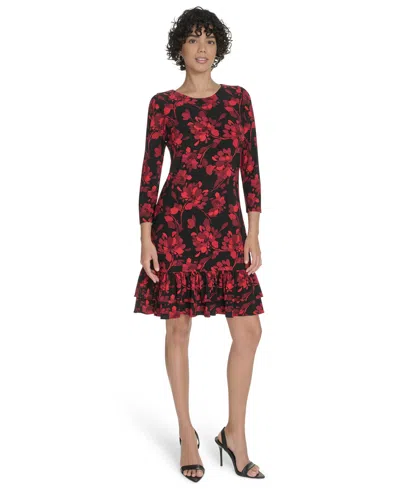 Tommy Hilfiger Women's 3/4-sleeve Jersey Shift Dress In Multi