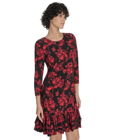 Tommy Hilfiger Women's 3/4-sleeve Jersey Shift Dress In Multi