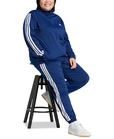 Adidas Originals Plus Size Tricot 3-stripes Track Pants In Black