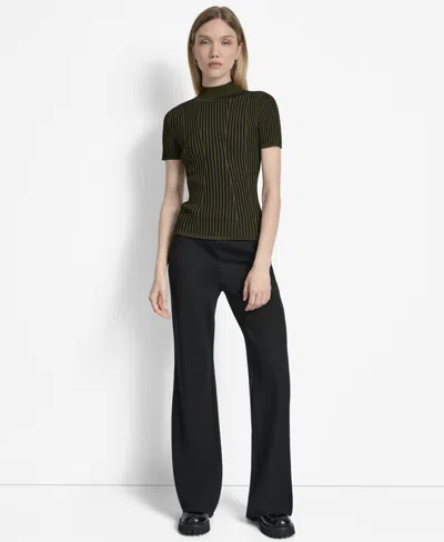 Dkny Mock Neck Knit Top In Green