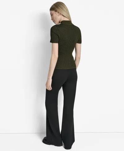 Dkny Mock Neck Knit Top In Green