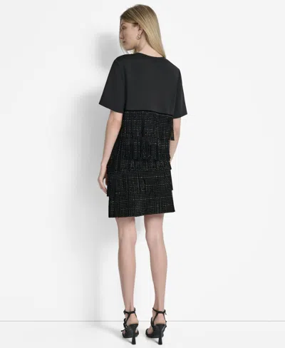 Dkny Women's Studded Fringe Mini Skirt In Black