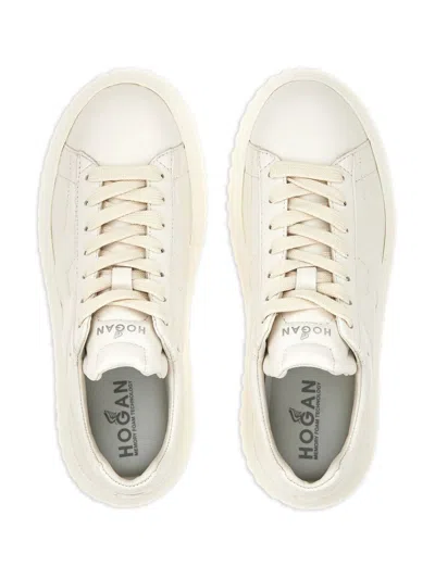 Hogan Logo-embroidered Low-top Sneakers In Neutral